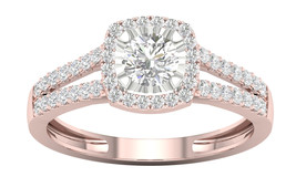 Authenticity Guarantee 
14K Rose Gold 1/2ct TDW Diamond Halo Engagement Ring - £505.64 GBP