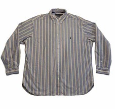 Vintage Ralph Lauren Dress Shirt 2X Big Button Down Blue Stripes 90s Y2K - £14.86 GBP