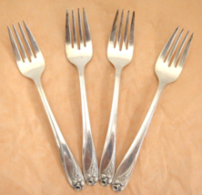 Rogers IS Daffodil Salad Forks Lot of 4 Silver Plate 6.75&quot; Vintage - £11.09 GBP