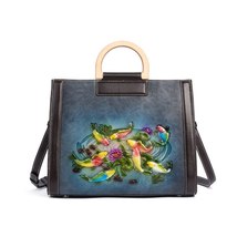 Genuine Leather Women Messenger Shoulder Bag Handbag Purse Fish Lotus Pattern Lu - £116.84 GBP