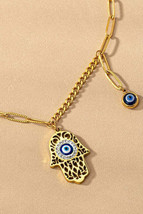 water proof hamsa evil eye pendant necklace - £12.63 GBP