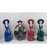 Day of the Dead Figurines Dia De Los Muertos Set of 4 Ceramic Mexico Folk Art - £201.54 GBP