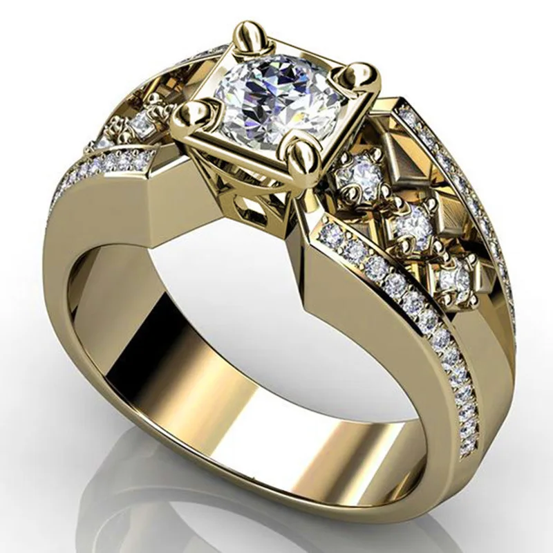 14K Gold Ring for men Natural 2 Carat Diamond with Diamond Jewelry Anillos De Bi - £24.54 GBP