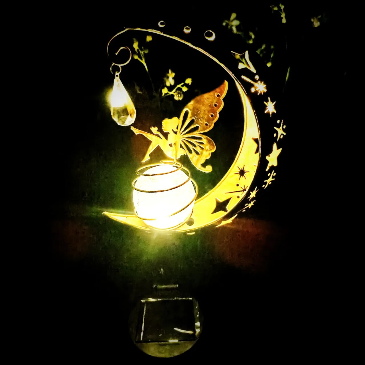 Fairy Moon Solar Light Lawn Outdoor Ornament   Crack Ball Lamp Angle Art Led lig - £154.83 GBP