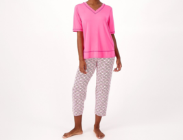 Stan Herman Silky Jersey Printed Pajama Set Pinky, X-Large - £21.43 GBP