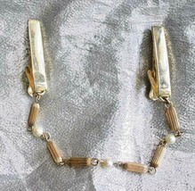 Elegant Mid Century Modern Cultured Pearl Gold-tone Sweater Clips 1960s ... - $14.95