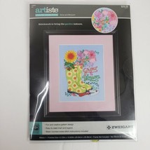 Zweigart Artiste Counted Cross Stitch Kit Grow And Blossom Flowers Boots... - £12.62 GBP