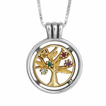 Pendant Tree Of Life Multicolored Crystals Cz A 925 Silver 9K Gold Color - $268.12