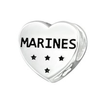 Marines Charm 925 Sterling Silver bead European Bracelet Military family gift - £18.99 GBP