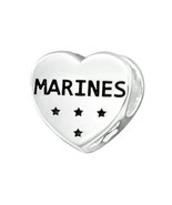 Marines Charm 925 Sterling Silver bead European Bracelet Military family... - £18.93 GBP