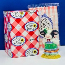 Marys Moo Moos enesco cow figurine nib box Moo-ey Kisses dangling mistletoe girl - $19.69
