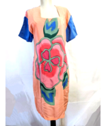 Mosswear Silk Dress short sleeve Art to wear colorful Flower womens size... - £31.49 GBP