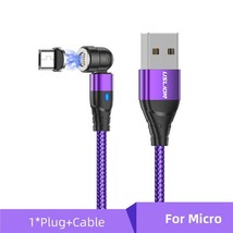 USLION 5A Magnetic Fast Charging Cable 540 Rotate MiUSB Type C Wire Cord For iPh - £5.89 GBP