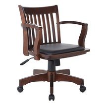 OSP Home Furnishings Deluxe Wood Bankers Desk Chair with Black Vinyl Pad... - £174.65 GBP