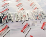 Yamaha Logo Emblem 3D Silver Sticker PVC 120mm x 28mm for motorcycle New - $14.39