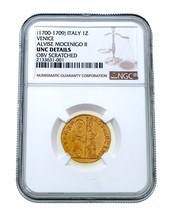 1700-1709 Italie 1Z Venice Alvise Mocenigo II Or Pièce de Monnaie Classé... - $23,422.44 MXN