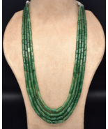 Natural Green Quartz Aventurine Tube beads Necklace 4 L 569 Ct Vintage G... - €144,41 EUR