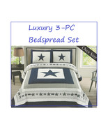  3 Piece Quilted Bedspread Set   Dallas Cowboys Blue Star Quilted Bedspr... - $118.15 CAD+