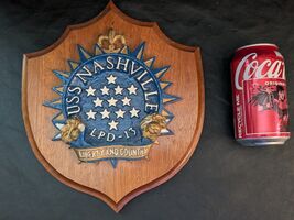USS Nashville LPD-13 Austin Class Transport Insignia Wood Plaque 9 1/2 x 11 - $41.56