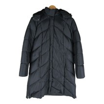 Nine West Puffer Coat Down Large Black Full Zip Hooded Jacket Coat 40 Inch - £41.48 GBP