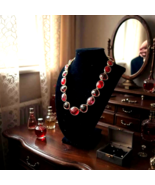 Anne Klein Gold Tone Sparkling Red &amp; Pink Multi Stone Collar Necklace - $466.91 MXN