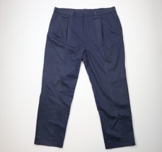 Vtg 70s Streetwear Mens 46x32 Distressed Pleated Wide Leg Chino Pants Blue USA - £46.68 GBP