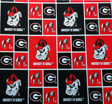 Georgia Bulldogs Block Design Cotton Fabric by Syskel, Fabric By The FQ 18 x 22 - £2.79 GBP