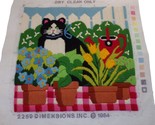 Finished Dimensions 1984 Cat in Garden #2259  Longstitch Embroidery  12x12 - $29.65