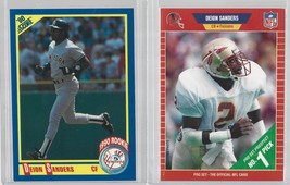 Deion Sanders Rookie 1989 Falcons Proset &amp; 1990 Yankees Score Rc Baseball Card - £7.85 GBP