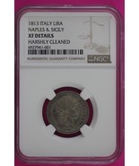 1813 XF Details Italy Lira Naples &amp; Sicily Harshly Cleaned Silver Coin N... - $149.99