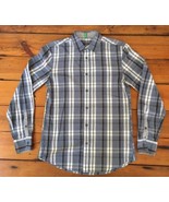 United Colors of Benetton Italy Casual Blue Plaid Cotton Button Down Shi... - £19.74 GBP