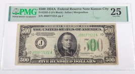 1934 Federal Reserve Note Kansas City Fr #2202-J PMG Very Fine 25 - $2,062.42