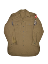 Vintage WW2 Shirt Mens 15.5 Wool Field Flannel OD Uniform US Army Military - £41.64 GBP