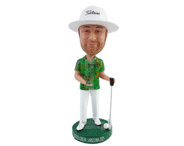 Custom Bobblehead Vacational golfer player wearing a nice Hawaiian shirt and pan - £70.39 GBP