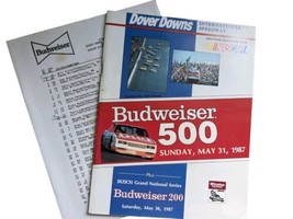 1987 Budweiser 500 Dover Downs NASCAR Program Souvenir Mag &amp; Starting Li... - £6.26 GBP