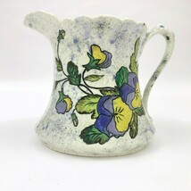Vintage Frank Flores Ceramic Pitcher with Pansies Hand Made 1958 - $36.51