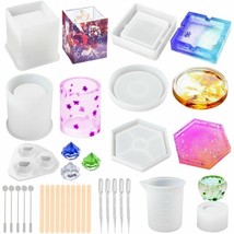Silicone Resin Molds Epoxy Casting Art Coaster Cup Pen Candle Ashtray Bo... - £18.09 GBP
