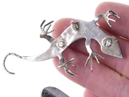 Vintage Zuni sterling Multi-stone channel inlay gecko pendant - £87.04 GBP