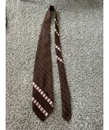 Kipper VTG Mens Brown Tie Check Plaid Pattern Pointed - £11.08 GBP