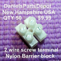 x50 Union Block 2 Wire 2PIN 10A Nylon Tined Brass Connector Terminal Barrier Usa - $9.99
