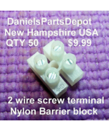 x50 UNION BLOCK 2 WIRE 2PIN 10A NYLON TINED BRASS Connector Terminal Bar... - $9.99