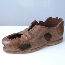 Antique Folk Art Carved Wood beat up Shoe - £129.90 GBP