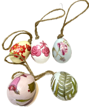Vintage Easter Egg Ornaments Decoupage Floral 2.5 inches Lot of 5 - £19.10 GBP