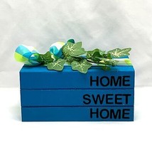 Handmade Faux Book Stack Home Sweet Home Blue Tier Tray Decor - $14.55