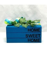 Handmade Faux Book Stack Home Sweet Home Blue Tier Tray Decor - $14.55