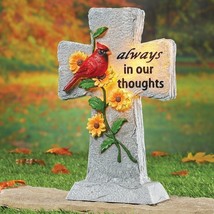 Solar &quot;ALWAYS IN OUR THOUGHTS&quot; Loved Ones Lost Cardinal Cross Memorial S... - $29.53