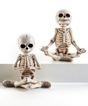 Yoga Skeleton Figurine Set of 2 Chakra Namaste Different Poses Resin 5.24" High