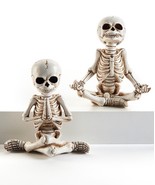 Yoga Skeleton Figurine Set of 2 Chakra Namaste Different Poses Resin 5.2... - £27.65 GBP