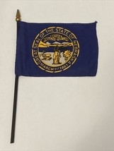 New Nebraska State Mini Desk Flag - Black Wood Stick Gold Top 4” X 6” - $8.00