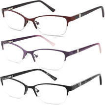 3 Pack Reading Glasses for Women, Metal Oval Half Frame Women - $15.83